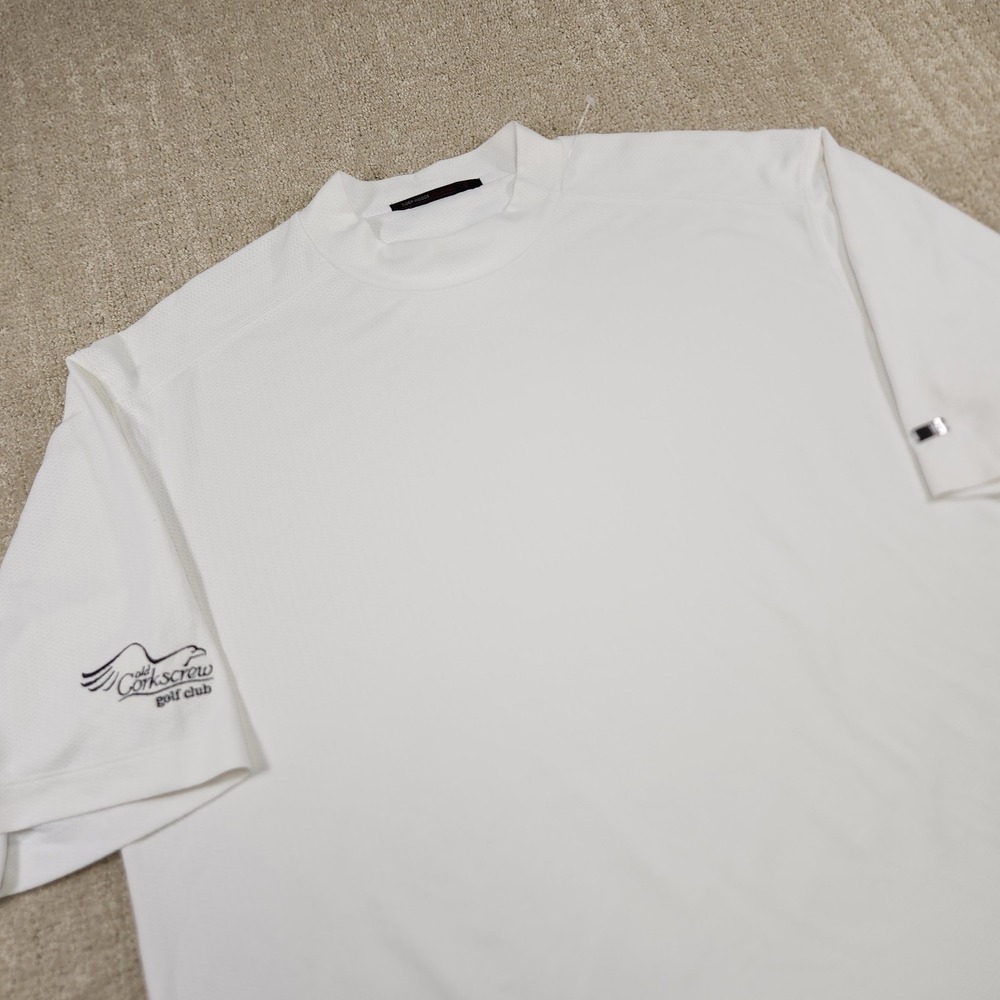 Vintage Nike Tiger Woods Shirt Men Medium Mock Neck White Old Corkscrew Golf